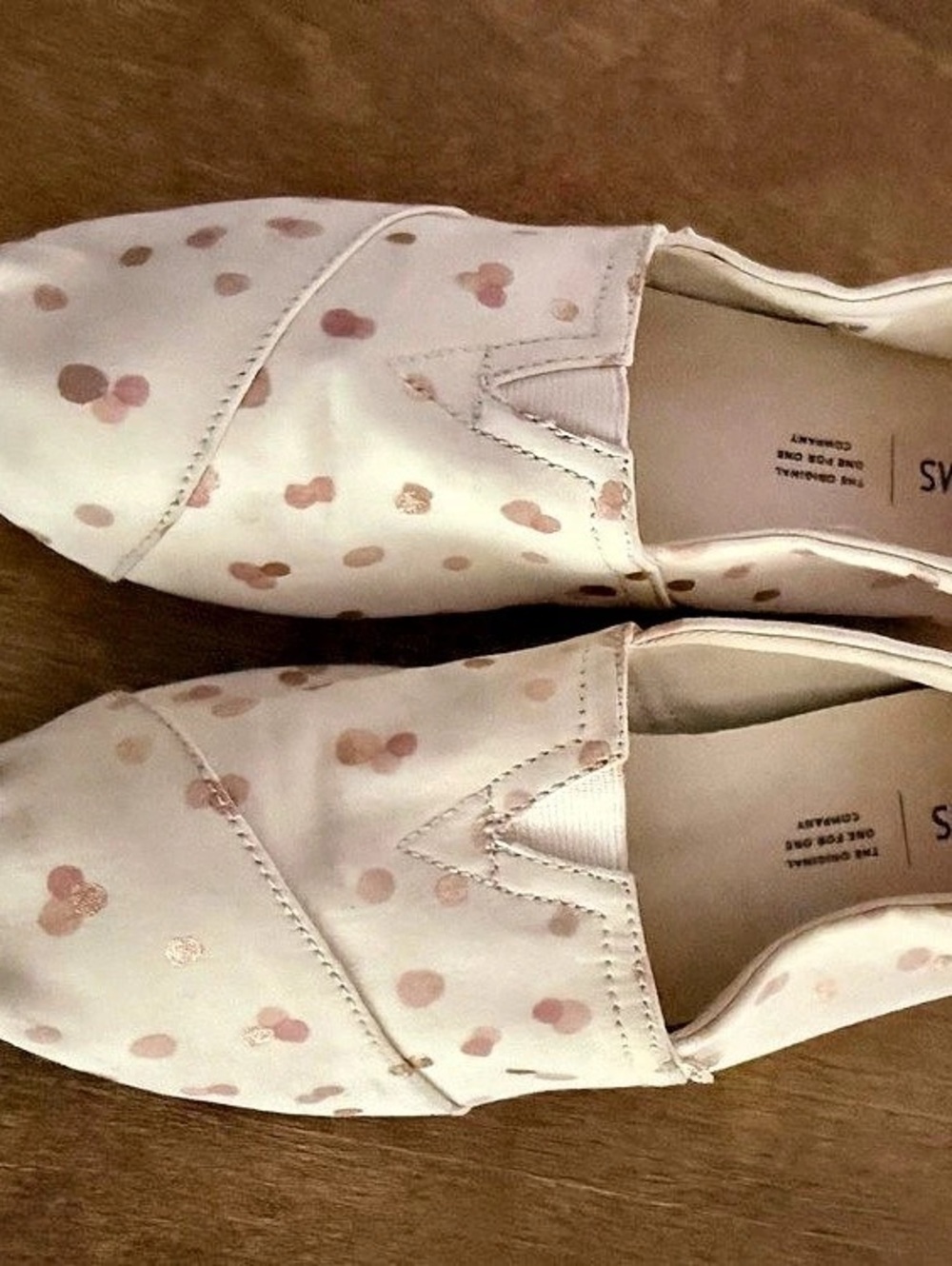 TOMS Alpargata Classic Drizzle Grey/Rose Gold Foil Polka Dot Polka Dot Slip-On - Picture 4 of 5